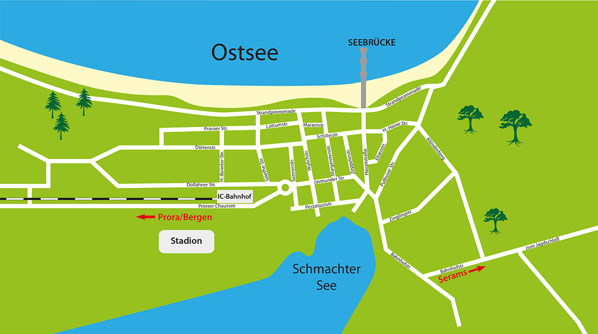 Ortsplan Ostseebad Binz auf Rügen 