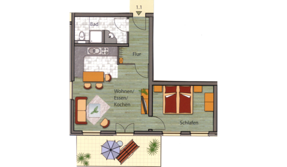Residenz Margarete Appartement 1.1 Grundriss
